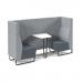 Encore² open high back 2 person meeting booth with table and black sled frame - elapse grey seats with late grey backs and infill panel