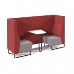 Encore open high back 2 person meeting booth with table and black sled frame - forecast grey seats with extent red backs and infill panel ENCOP-POD02-MF-FG-ER