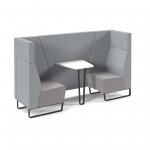 Encore open high back 2 person meeting booth with table and black sled frame - forecast grey seats with late grey backs and infill panel ENCOP-POD02-MF-FG-LG
