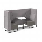 Encore open high back 2 person meeting booth with table and black sled frame - present grey seats with forecast grey backs and infill panel ENCOP-POD02-MF-PG-FG