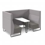 Encore open high back 4 person meeting booth with table and black sled frame - present grey seats with forecast grey backs and infill panel ENCOP-POD04-MF-PG-FG
