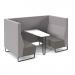 Encore² open high back 4 person meeting booth with table and black sled frame - present grey seats with forecast grey backs and infill panel
