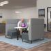 Encore² open high back 4 person meeting booth with white table and black sled frame - elapse grey seats with late grey backs and infill panel ENCOP-POD04-MF-WH-EG-LG