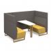 Encore² open high back 4 person meeting booth with table and wooden sled frame - made to order ENCOP-POD04-WF