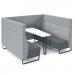 Encore² open high back 6 person meeting booth with table and black sled frame - elapse grey seats with late grey backs and infill panel