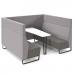 Encore² open high back 6 person meeting booth with table and black sled frame - present grey seats with forecast grey backs and infill panel