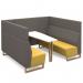 Encore² open high back 6 person meeting booth with table and wooden sled frame - made to order ENCOP-POD06-WF