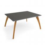 Enable worktable 1600mm x 1600mm deep with four solid oak legs - onyx grey ENT16-16-OG