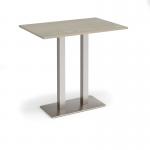 Eros rectangular poseur table with flat brushed steel rectangular base and twin uprights 1200mm x 800mm - made to order EPR1200-BS