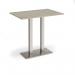 Eros rectangular poseur table with flat brushed steel rectangular base and twin uprights 1200mm x 800mm - made to order EPR1200-BS