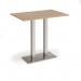 Eros rectangular poseur table with flat brushed steel rectangular base and twin uprights 1200mm x 800mm - beech EPR1200-BS-B