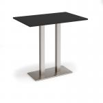 Eros rectangular poseur table with flat brushed steel rectangular base and twin uprights 1200mm x 800mm - Black EPR1200-BS-BK