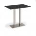 Eros rectangular poseur table with flat brushed steel rectangular base and twin uprights 1200mm x 800mm - Black EPR1200-BS-BK