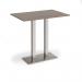 Eros rectangular poseur table with flat brushed steel rectangular base and twin uprights 1200mm x 800mm - barcelona walnut EPR1200-BS-BW