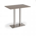 Eros rectangular poseur table with flat brushed steel rectangular base and twin uprights 1200mm x 800mm - barcelona walnut EPR1200-BS-BW