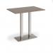Eros rectangular poseur table with flat brushed steel rectangular base and twin uprights 1200mm x 800mm - barcelona walnut