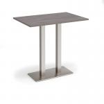 Eros rectangular poseur table with flat brushed steel rectangular base and twin uprights 1200mm x 800mm - grey oak EPR1200-BS-GO