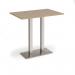 Eros rectangular poseur table with flat brushed steel rectangular base and twin uprights 1200mm x 800mm - kendal oak EPR1200-BS-KO