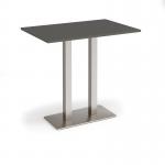 Eros rectangular poseur table with flat brushed steel rectangular base and twin uprights 1200mm x 800mm - Onyx Grey EPR1200-BS-OG