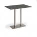 Eros rectangular poseur table with flat brushed steel rectangular base and twin uprights 1200mm x 800mm - Onyx Grey EPR1200-BS-OG