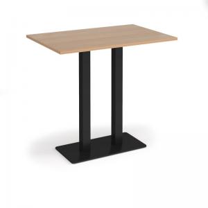 Image of Eros rectangular poseur table with flat black rectangular base and