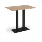Eros rectangular poseur table with flat black rectangular base and twin uprights 1200mm x 800mm - beech EPR1200-K-B
