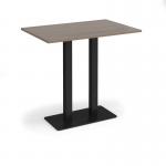 Eros rectangular poseur table with flat black rectangular base and twin uprights 1200mm x 800mm - barcelona walnut EPR1200-K-BW