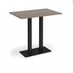 Eros rectangular poseur table with flat black rectangular base and twin uprights 1200mm x 800mm - barcelona walnut EPR1200-K-BW