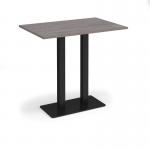 Eros rectangular poseur table with flat black rectangular base and twin uprights 1200mm x 800mm - grey oak EPR1200-K-GO