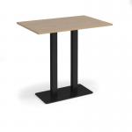 Eros rectangular poseur table with flat black rectangular base and twin uprights 1200mm x 800mm - kendal oak EPR1200-K-KO
