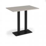 Eros rectangular poseur table with flat black rectangular base and twin uprights 1200mm x 800mm - Light Grey EPR1200-K-LG