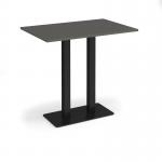 Eros rectangular poseur table with flat black rectangular base and twin uprights 1200mm x 800mm - Onyx Grey EPR1200-K-OG