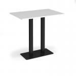 Eros rectangular poseur table with flat black rectangular base and twin uprights 1200mm x 800mm - white EPR1200-K-WH