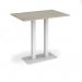 Eros rectangular poseur table with flat white rectangular base and twin uprights 1200mm x 800mm - made to order EPR1200-WH