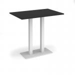 Eros rectangular poseur table with flat white rectangular base and twin uprights 1200mm x 800mm - Black EPR1200-WH-BK