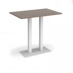 Eros rectangular poseur table with flat white rectangular base and twin uprights 1200mm x 800mm - barcelona walnut EPR1200-WH-BW