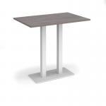 Eros rectangular poseur table with flat white rectangular base and twin uprights 1200mm x 800mm - grey oak EPR1200-WH-GO