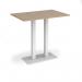 Eros rectangular poseur table with flat white rectangular base and twin uprights 1200mm x 800mm - kendal oak EPR1200-WH-KO