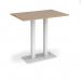 Eros rectangular poseur table with flat white rectangular base and twin uprights 1200mm x 800mm - kendal oak