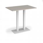 Eros rectangular poseur table with flat white rectangular base and twin uprights 1200mm x 800mm - Light Grey EPR1200-WH-LG
