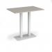 Eros rectangular poseur table with flat white rectangular base and twin uprights 1200mm x 800mm - Light Grey EPR1200-WH-LG