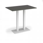 Eros rectangular poseur table with flat white rectangular base and twin uprights 1200mm x 800mm - Onyx Grey EPR1200-WH-OG