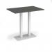 Eros rectangular poseur table with flat white rectangular base and twin uprights 1200mm x 800mm - Onyx Grey EPR1200-WH-OG
