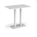 Eros rectangular poseur table with flat white rectangular base and twin uprights 1200mm x 800mm - white EPR1200-WH-WH