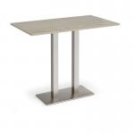 Eros rectangular poseur table with flat brushed steel rectangular base and twin uprights 1400mm x 800mm - made to order EPR1400-BS
