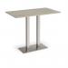 Eros rectangular poseur table with flat brushed steel rectangular base and twin uprights 1400mm x 800mm - made to order EPR1400-BS