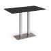 Eros rectangular poseur table with flat brushed steel rectangular base and twin uprights 1400mm x 800mm -Black EPR1400-BS-BK