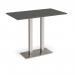Eros rectangular poseur table with flat brushed steel rectangular base and twin uprights 1400mm x 800mm - onyx Grey EPR1400-BS-OG