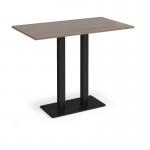 Eros rectangular poseur table with flat black rectangular base and twin uprights 1400mm x 800mm - barcelona walnut EPR1400-K-BW