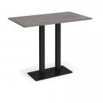 Eros rectangular poseur table with flat black rectangular base and twin uprights 1400mm x 800mm - grey oak EPR1400-K-GO